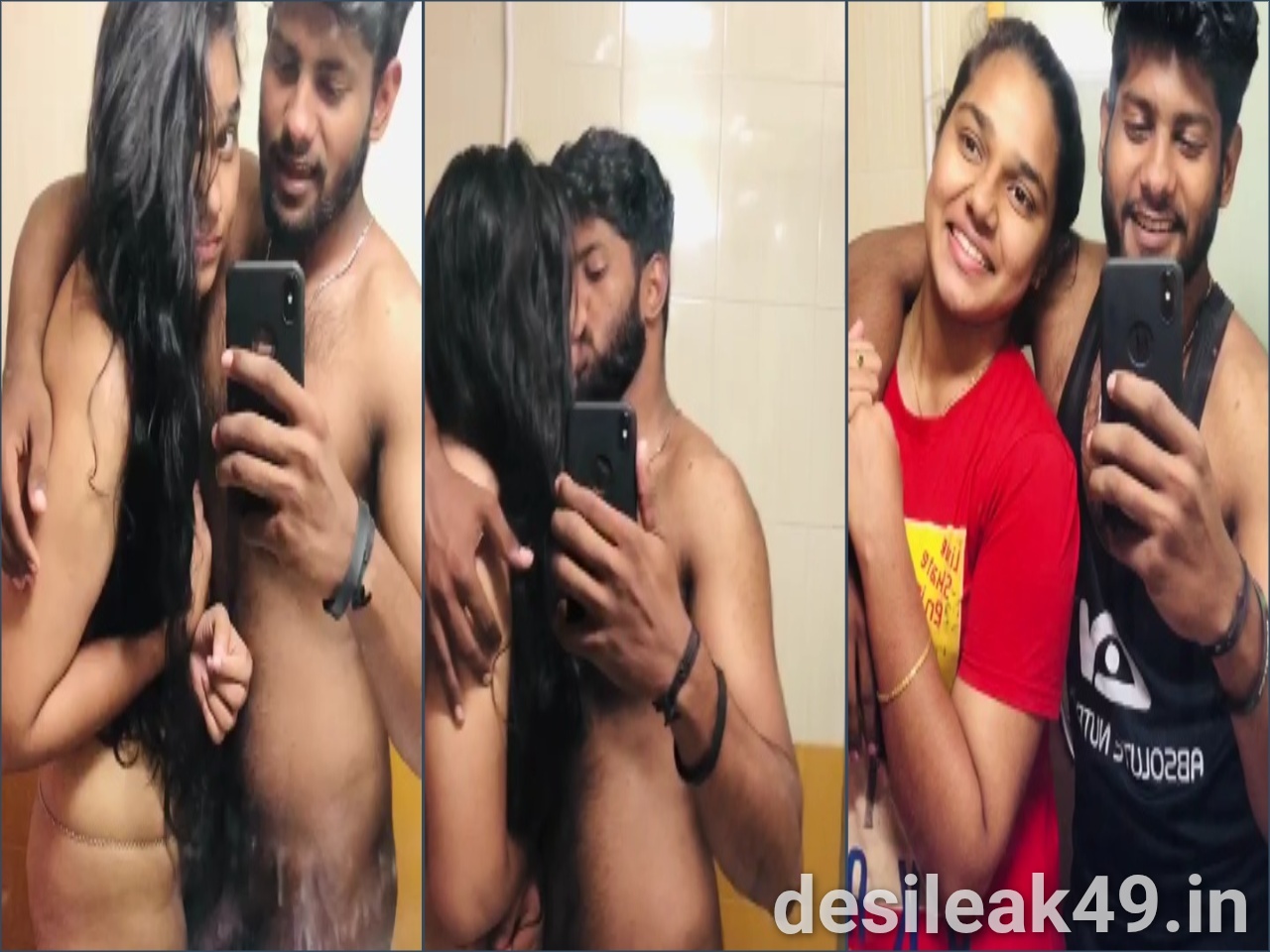 Hot couple mirror nudes selfie kissing viral mms
